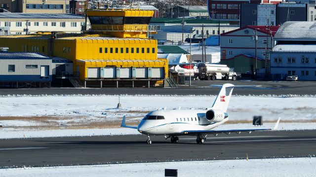 Canadair Challenger (C215) - A Bombardier Challenger CL-600-1A11, of the Royal Danish Air Force, C-215.  Leaving Iqaluit on Oct.15, 2019, accompanying the Red Arrows.