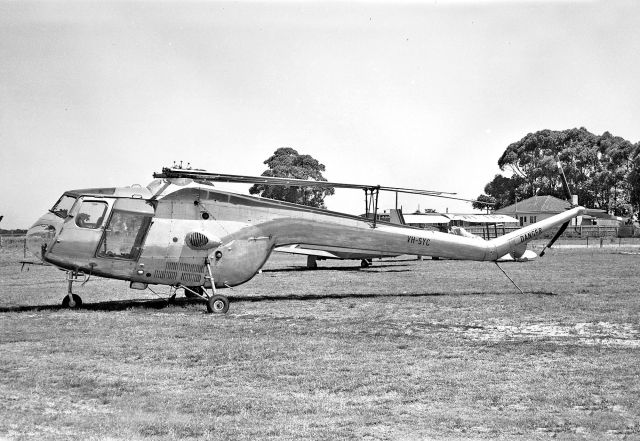 VH-SYC — - Sycamore at Moorabbin January 1968 after civilianisation ex XN448 RAN in 1967. Short lived civil life as it crashed at Wyndham West Australia 2 November 1968. From Geoff Goodall Collection