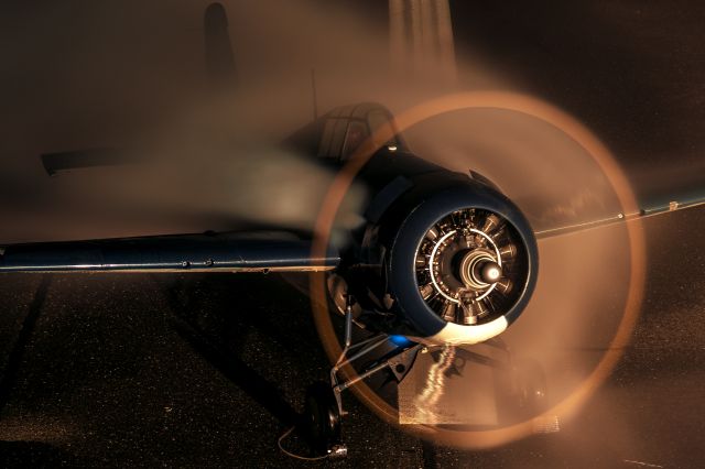 Grumman G-36 Wildcat (N5HP) - Rumble Over the Redwoods, Humboldt County's inaugural airshow, and Lost Coast Warbirds organized a night run photo mission for all the local and out of the area photographers.br /br /LCW organized the mission with the expertise of Scott Slocum and Bernie Vasquez who contributed the subject Dakota Territory Air Museum FM-2P Wildcat and his abilities as the pilot.br /br /Thank you to Aidan for operating the firetruck for a dynamic rain effect and Cody for setting up the airport assets.