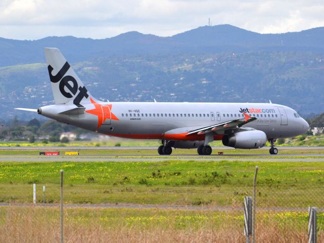 Airbus A320 (VH-VQZ) - On taxi-way heading for take off on runway 05. Thursday 12th July 2012.