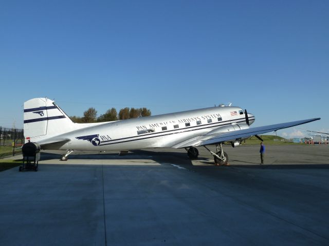 Douglas DC-3 (N877MG) - Historic Flight Foundations DC-3. Arrived at HF on Thursday, 11/8/12. A new hanger will be built to house this beautiful plane in the near future.