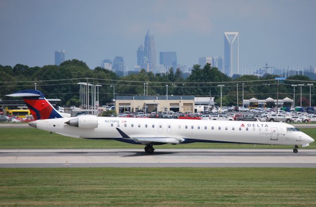 Canadair Regional Jet CRJ-900 (N279PQ) - Takeoff roll runway 18C at KCLT - 8/16/14