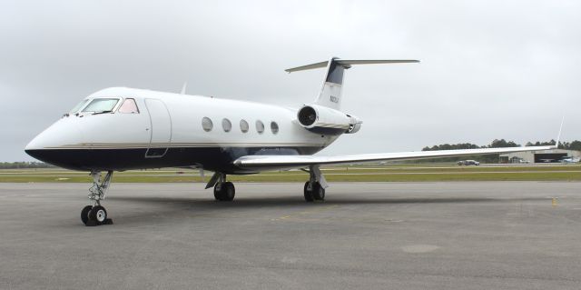 Grumman Gulfstream 1 (N305LR) - A Gulfstream Aerospace G-1159A, with a Rolls-Royce Quiet Package attached to the rear of each engine, under overcast on the Gulf Air Center ramp at Jack Edwards National Airport, Gulf Shores, AL - March 29, 2018. Uploaded with the permission of the owner.