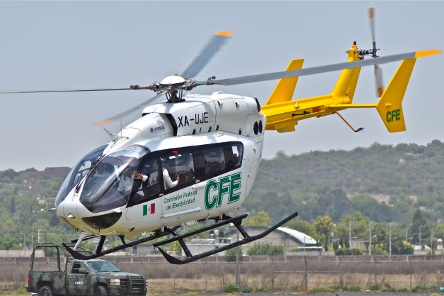 XA-UJE — - EC-145 of Transportes Aereaos Pegaso airframe 9144, in support to Comision Federal de Electricidad CFE operation´s (Federal Electricity Commision). Departing from Santa Lucia AB. 