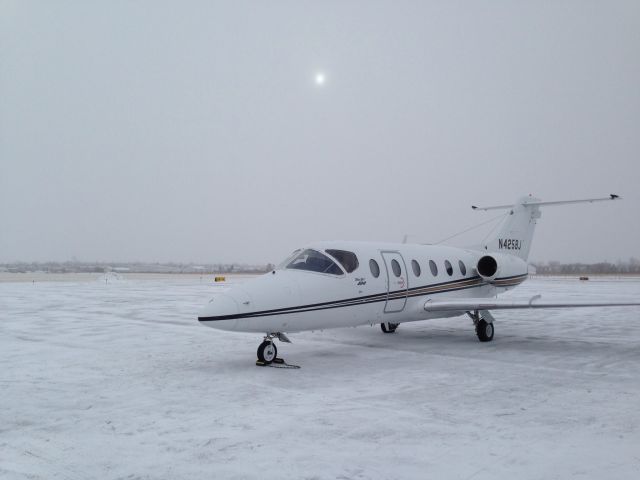 Beechcraft Beechjet (N425BJ) - White on white... Williston, ND - 17-degrees, 1 mile visibility, blowing snow