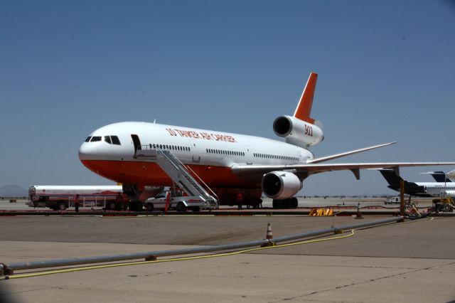 McDonnell Douglas DC-10 (N17085) - Refueling and reloading fire retardant for another pass at a forest fire in AZ/NM.