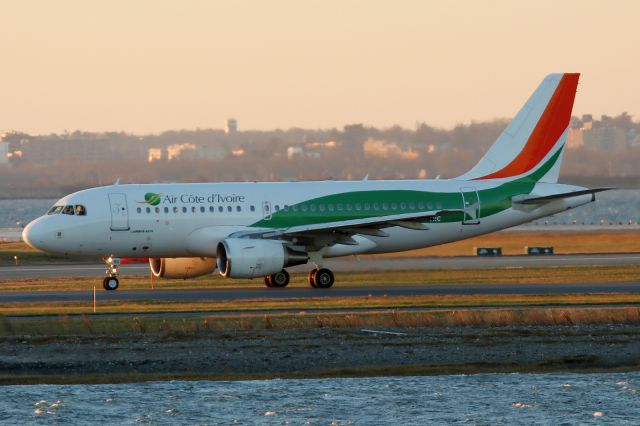 Airbus A319 (TU-TRC) - Air Cote taxing on 'Delta' to runway 27 for departure