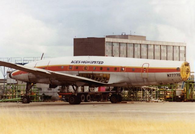 N7777G — - Aug. 1, 1983 - Partially dismantled prior to being shipped to the UK, where it became part of the collection at RNAS Wroughton.