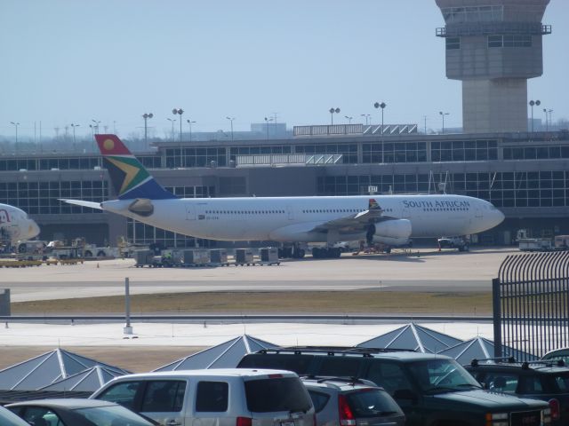 Airbus A340-300 (ZS-SXB) - @IAD Daily Parking Garage #2 5th floor