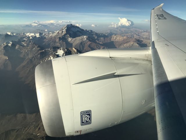 Boeing 787-9 Dreamliner (CC-BGL) - Flyby of Mt. Aconcagua during initial descent to Santiago