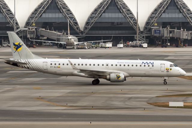Embraer ERJ-190 (XY-ALO) - 26th December, 2024: Flight 8M 337 from Mandalay taxiing to the gate after landing on runway 02L at Bangkok Suvarnabhumi. 