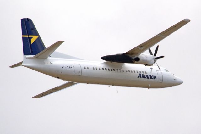 Fokker Maritime Enforcer (VH-FKV) - Getting airborne off runway 23 and heading to a regional destination. Friday 1st February 2013.