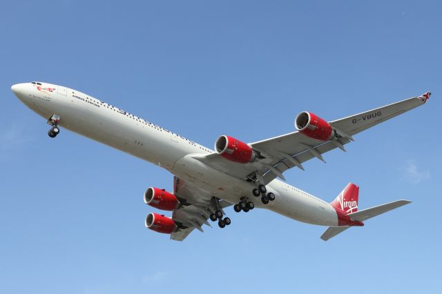 Airbus A340-600 (G-VBUG) - Landing runway 027R, LHR.