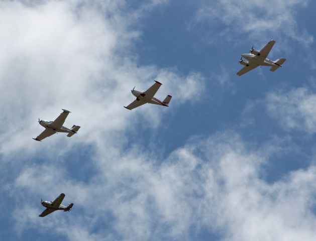Beechcraft 55 Baron (N18448) - The Beech Boys doing a fly over at the San Martin Airport.