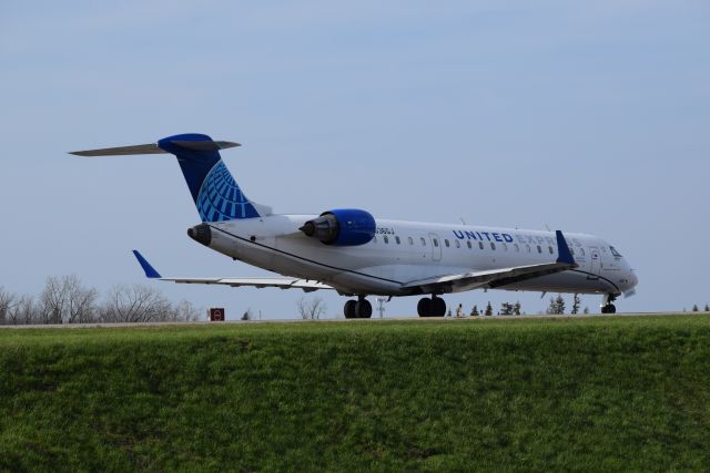 N536GJ — - United Express CRJ-550 taxiing on A for runway 23 at Buffalo.