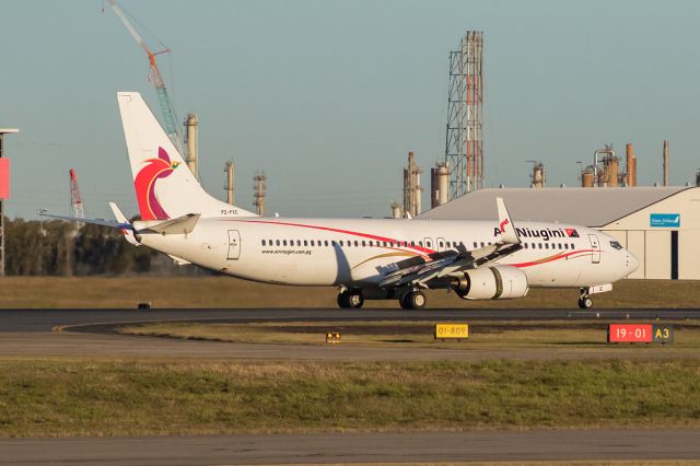 Boeing 737-800 (P2-PXE) - Reversers engaged on the rollout