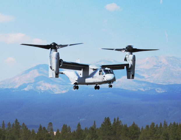 — — - Bell and the United States Marine Corps brought this Osprey to Leadville for High Altitude Hover Testing.