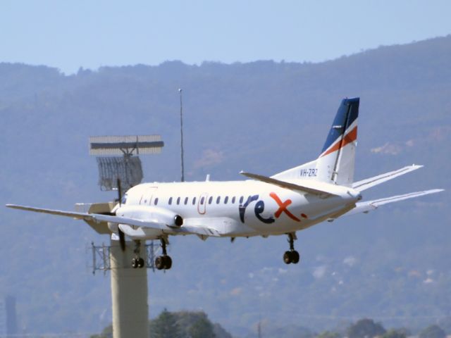 Saab 340 (VH-ZRZ) - About to touch down on runway 05.Thursday 12th April 2012.