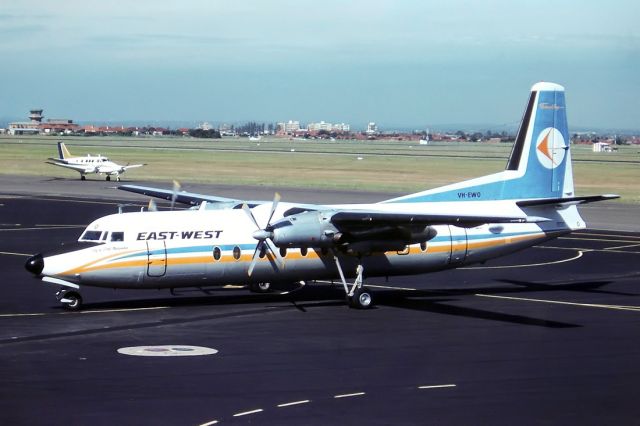 VH-EWO — - EAST-WEST AIRLINES - F27-500 FRIENDSHIP - REG : VH-EWO (CN 10341) - KINGSFORD SMITH SYDNEY NSW. AUSTRALIA - YSSY (17/3/1982)