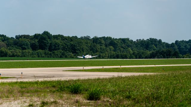 Piper Cherokee (N861P) - Clark County Regional Airport in Sellersburg, IN. Viewing angle from Bean RD. Photo taken on 8/4/2024, Sunday.