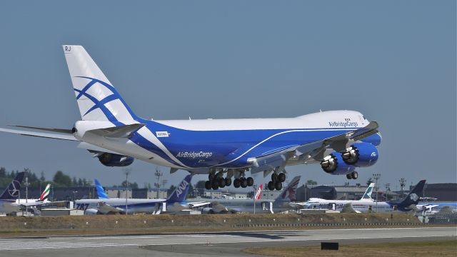 BOEING 747-8 (VQ-BRJ) - BOE605 on final to Rwy16R to complete its maiden flight on 7.22.13. (LN:1482 cn 37670).