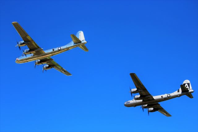Boeing B-29 Superfortress (N69972) - Two Great Super Fortresses above Oshkosh 2017.