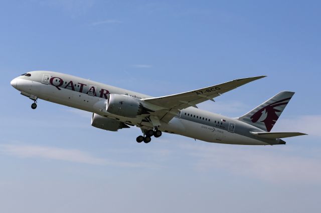 Boeing 787-8 (A7-BCG) - QTR28 departing on the early afternoon flight back to Doha