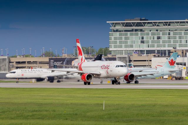 — — - Three different Air Canada liveries, three different Airbus airplanes (A319, A320, A321)