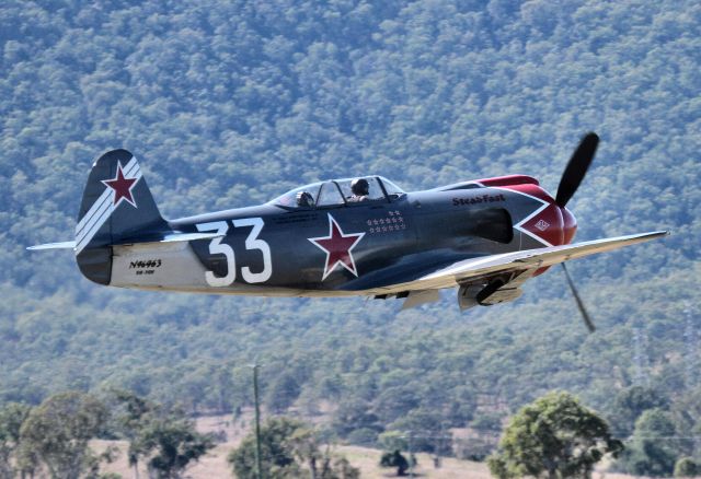 YAKOVLEV Yak-3 (VH-YOV) - Ex Reno racer "Steadfast" N46463 taking off at Watts Bridge Queensland flyin 2015. Possibly the noisiest piston plane Ive heard - MAGNIFICENT