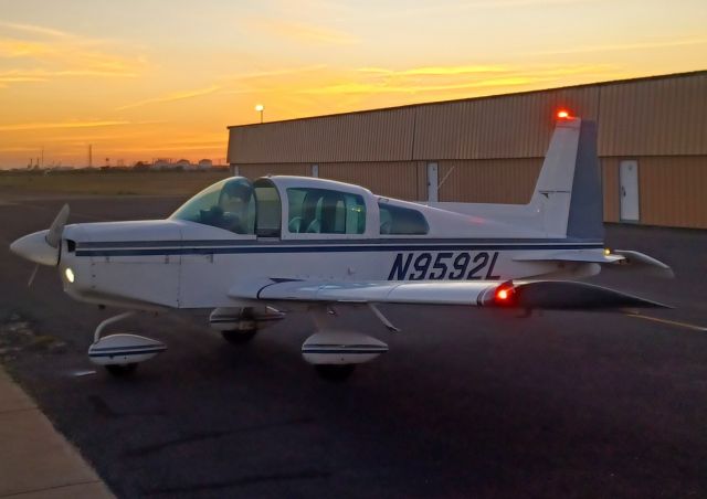 Grumman AA-5 Tiger (N9592L) - 1974 Grumman Traveler at dusk