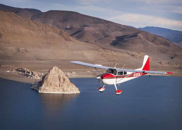 Cessna Skywagon 180 (N180MJ) - Over Pyramid Lake, just northeast of Reno, NV.