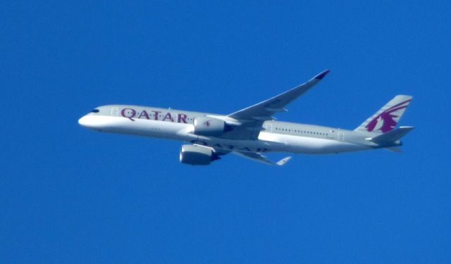 Airbus A350-900 (A7-ALD) - Shown here is a Qatar Air Airbus A350-900 a few minutes until landing in the Spring of 2017.  Optical zoom in operation as Aircraft is approximately 3 3/4 miles away.  