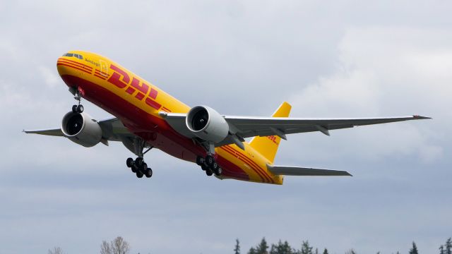 Boeing 777-200 (D-AALO) - BOX015 on rotation from Rwy 16R to begin its delivery flight to LEJ on 4.7.20. (ln 1653 / cn 66085).