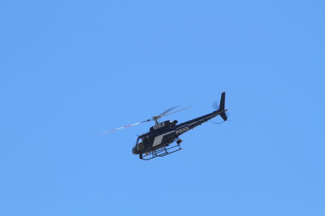 Eurocopter EC-130 (N29LB) - Long Beach PD helicopter patrolling the Bixby Knolls neighborhood April 9, 2013.  From my condo balcony.