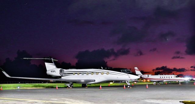 Gulfstream Aerospace Gulfstream G650 (N515PL) - N515PL resting on St Maarten at sunset.