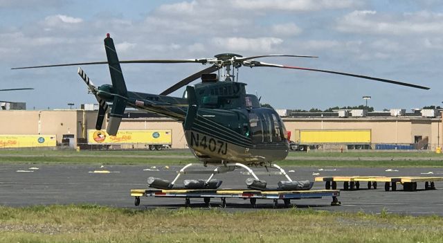 Bell 407 (N407J) - LINDEN, NEW JERSEY, USA-AUGUST 26, 2019: Seen on the ground at Linden Airport.