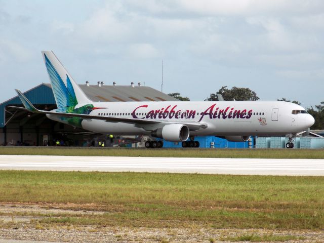 BOEING 767-300 (9Y-LGW) - Caribbean Airlines 1st B763 aircraft, registered 9Y-LGW taxiing to the Hangar.