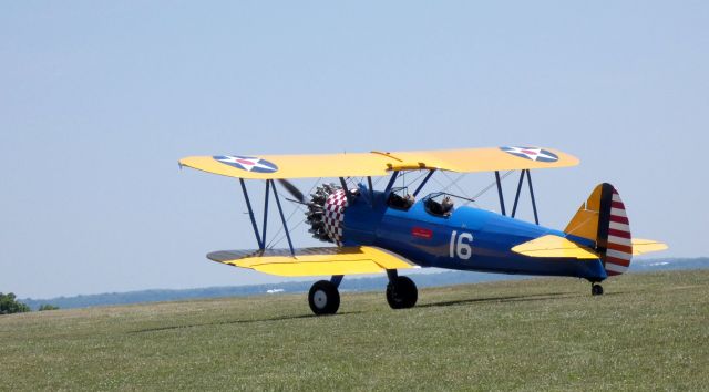 Boeing PT-17 Kaydet — - Taxiing on this grass airstrip is a Boeing-Stearman Model 75 "Kaydet" Bi-Plane in the Summer of 2020. No registration number is to be found on this aircraft.