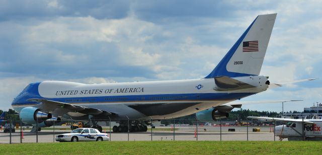Boeing 747-400 (N29000) - Air Force One parked at Manchester NH (MHT) during President Obama visit, August 19, 2012.