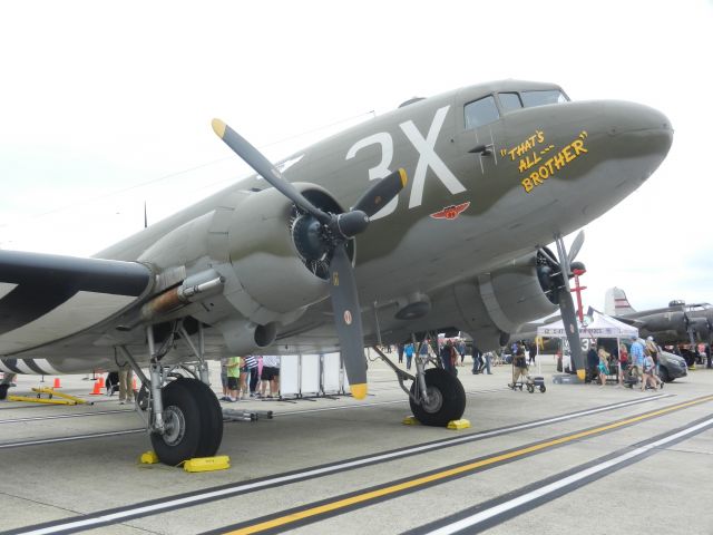 Douglas DC-3 (N47TB) - "That's All, Brother" A Douglas DC-3 (C-47) That Led The D-Day Invasion Of Normandy, Sits Happily On Display At Andrews Airshow 2019, "Legends In Flight" She Was Rescued From A Boneyard Just WEEKS Before She Was Going To Be Scrapped! Thanks Commemorative Air Force! :)