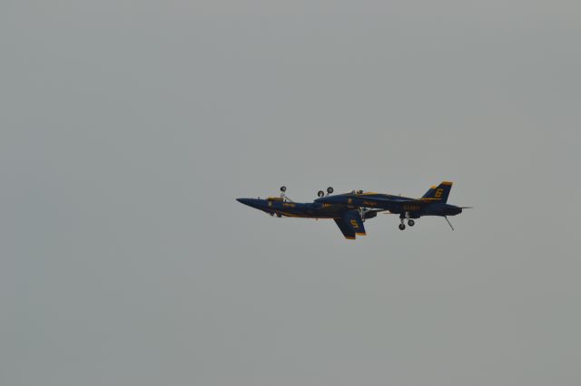 McDonnell Douglas FA-18 Hornet — - US Navy Blue Angels solo pilots performing a fly-by at the Power on the Prairie Airshow - 2012 in Sioux Falls SD