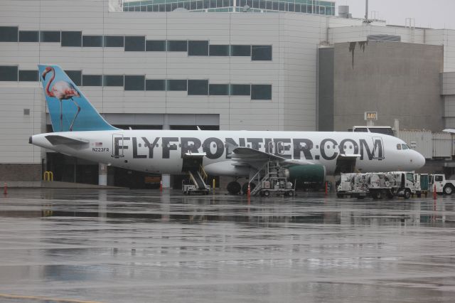 Airbus A320 (N223FR) - Spring snow storm in the Rockies.