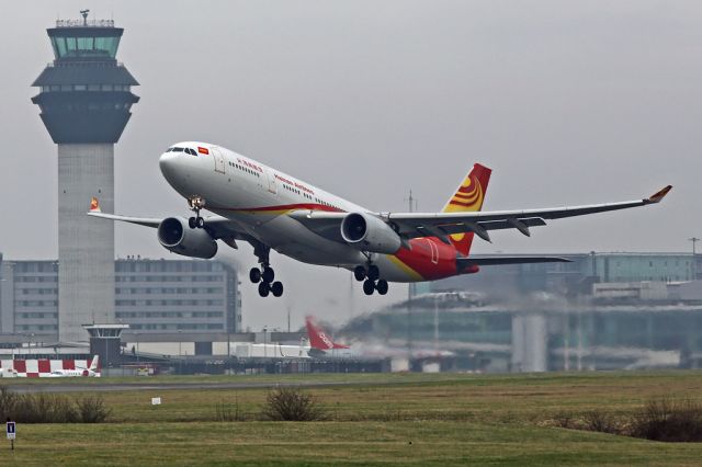 Airbus A330-200 (B-6133) - A first visit to Manchester for B-6133, here departing on the flight back to Beijing.