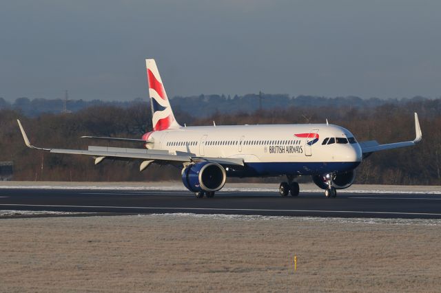 Airbus A321neo (G-NEOS) - BA1386 arriving from LHR with G-NEOS making a first visit to Manchester on 2 Feb 2019 after being delivered to LHR on 29 Jan 2019, British Airways' second A321NEO