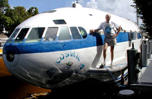 — — - Howard Hughes Boeing 307 Stratoliner today a boat