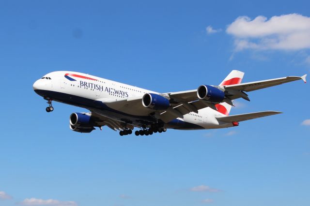 Airbus A380-800 (G-XLED) - British Airways (BA) G-XLED A380-841 [cn144]br /London Heathrow (LHR). British Airways flight BA84 arriving from Vancouver (YVR). br /Taken from Myrtle Avenue 'Gardens'. Hatton Cross (end of 27L runway)br /br /2018 08 02br /a rel=nofollow href=http://alphayankee.smugmug.com/Airlines-and-Airliners-Portfolio/Airlines/EuropeanAirlines/British-Airways-BAhttps://alphayankee.smugmug.com/Airlines-and-Airliners-Portfolio/Airlines/EuropeanAirlines/British-Airways-BA/a