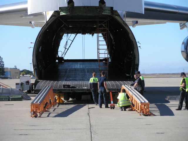 Antonov An-124 Ruslan (RA-82043) - Getting ready to load a Space Systems / LORAL satellite.