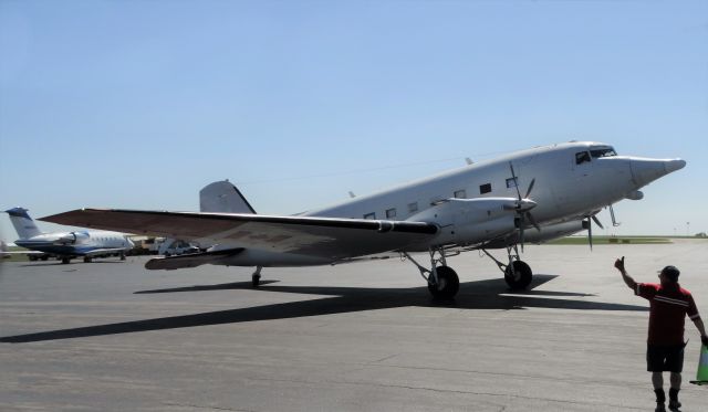 Douglas DC-3 (turbine) (C-GGSU) - Rare visitor. Originally built as a DC3/C47 in 1944 with a registration of 42-93518, but got remodeled into a Basler BT-67 later on in 2002. Between the 1st given registration in 1944 and current reg of C-GGSU, it was changed about 10+ times and was converted between military and commercial. It was/still might be owned by CGG Aviation, a natural resource/environmental company in Canada that does gas/oil exploration projects, but I think they gave up the aircraft recently. Their logo has been removed from the tail and the long stick (aka magnetometer tail boom) on the back is gone. The pointy radar nose is still on there though. Hope this info helps if you were wondering :)