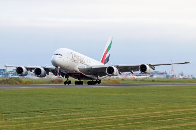 Airbus A380-800 (A6-EOI) - EK22 rotating on departure to Dubai.