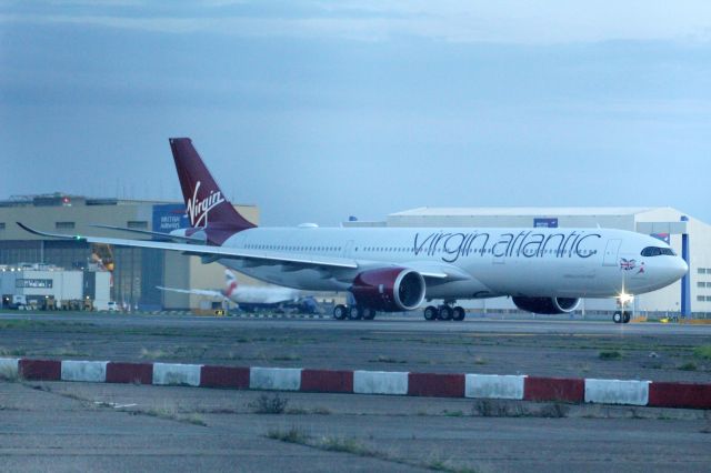 Airbus A330-900 (G-VJAZ) - The First Virgin Atlantic A330-900neo lining up on runway 27R at LHR, getting ready to take off on it's first commercial flight to Boston Logan International Airport (BOS).br /br /Location: Northern Perimiter Road, beside runway 27R.br /Date: 27.10.22 (dd/mm/yy).